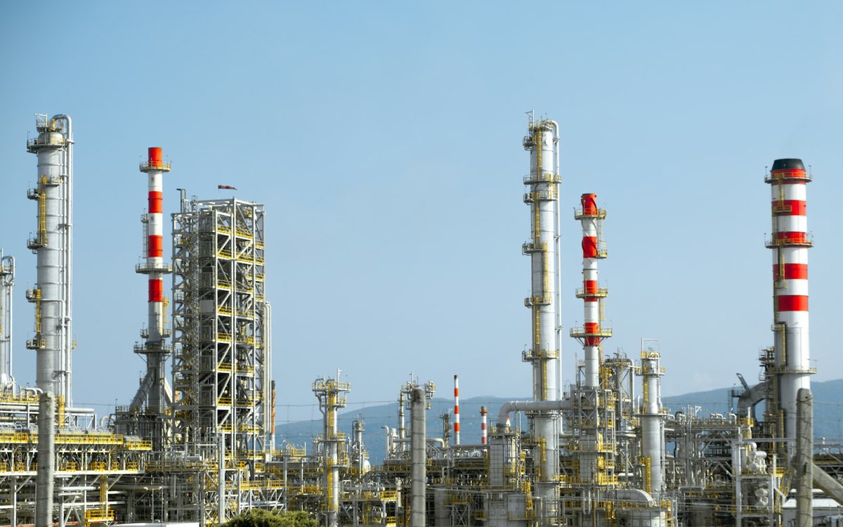 Oil refinery towers